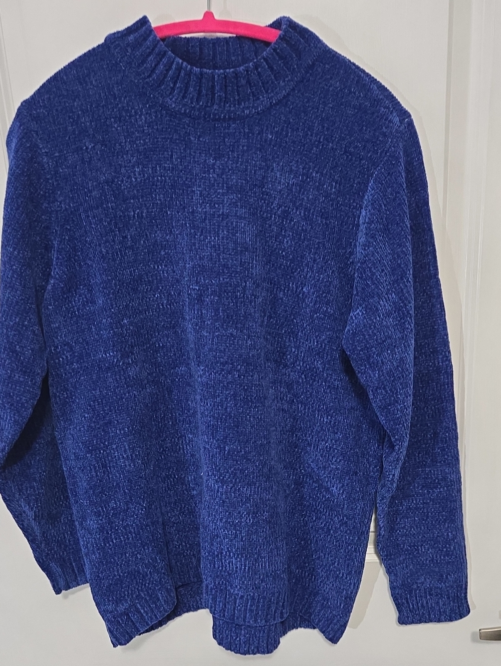 d&co Women's Blue Chenille Mock Turtleneck Sweater Size L